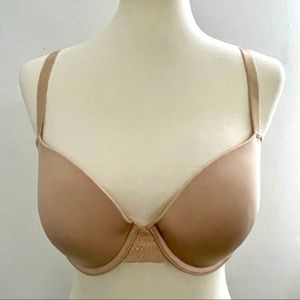 Auden  Size 34D Demi Coverage T-Shirt Bra Pearl Tan